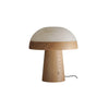Modern Mushroom Cloud Alabaster Stone Table Lamp with Natural Wood Base