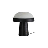 Modern Mushroom Cloud Alabaster Stone Table Lamp with Natural Wood Base