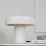 Modern Mushroom Alabaster Table Lamp Elegant Bedside Light with Brass Details for Living Room