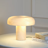 Modern Mushroom Alabaster Table Lamp Elegant Bedside Light with Brass Details for Living Room
