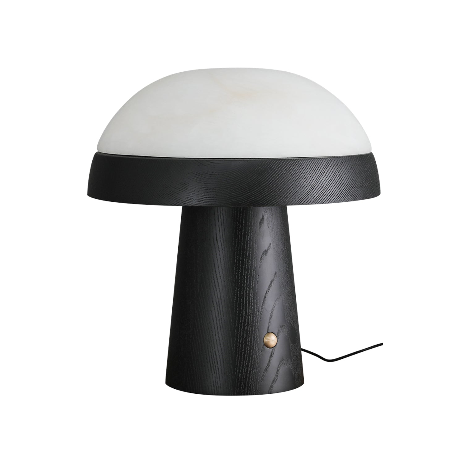 Modern Mushroom Cloud Alabaster Stone Table Lamp with Natural Wood Base