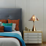 Modern Gold Mushroom Desk Lamp with Elegant Glass Shade and Brass Finish
