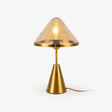 Modern Gold Mushroom Desk Lamp with Elegant Glass Shade and Brass Finish