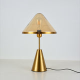 Modern Gold Mushroom Desk Lamp with Elegant Glass Shade and Brass Finish