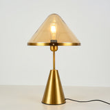 Modern Gold Mushroom Desk Lamp with Elegant Glass Shade and Brass Finish