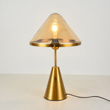 Modern Gold Mushroom Desk Lamp with Elegant Glass Shade and Brass Finish