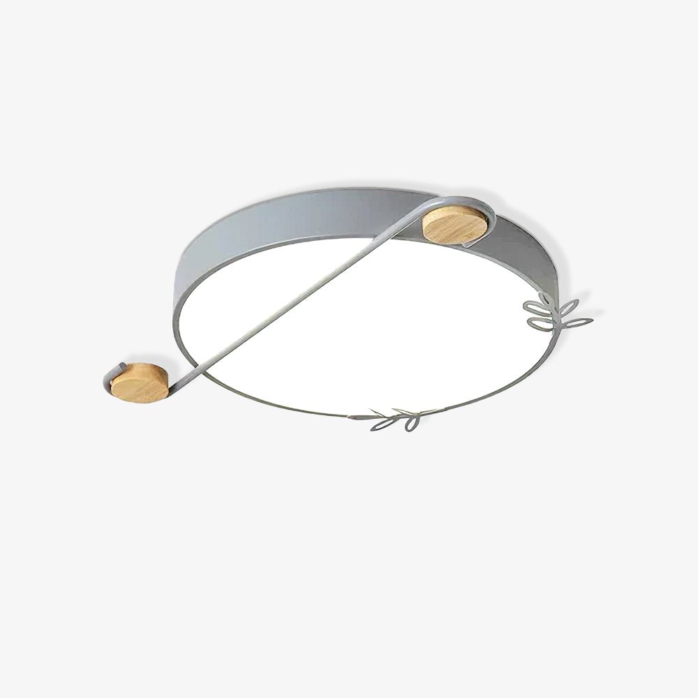 Creative Musical Note Design Round Ceiling Lamp with Wood and Metal Accents