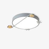 Creative Musical Note Design Round Ceiling Lamp with Wood and Metal Accents