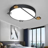 Creative Musical Note Design Round Ceiling Lamp with Wood and Metal Accents