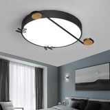 Creative Musical Note Design Round Ceiling Lamp with Wood and Metal Accents