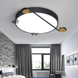 Creative Musical Note Design Round Ceiling Lamp with Wood and Metal Accents
