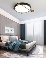 Creative Musical Note Design Round Ceiling Lamp with Wood and Metal Accents
