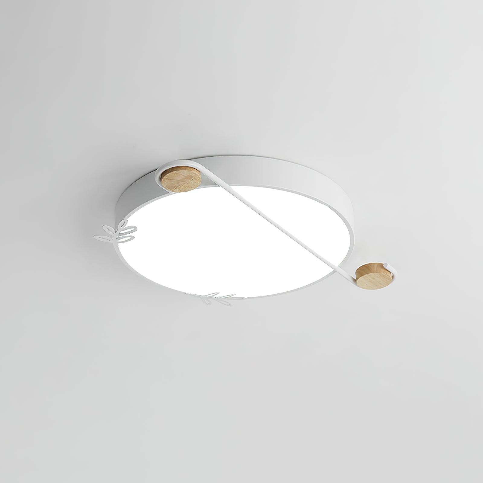 Creative Musical Note Design Round Ceiling Lamp with Wood and Metal Accents