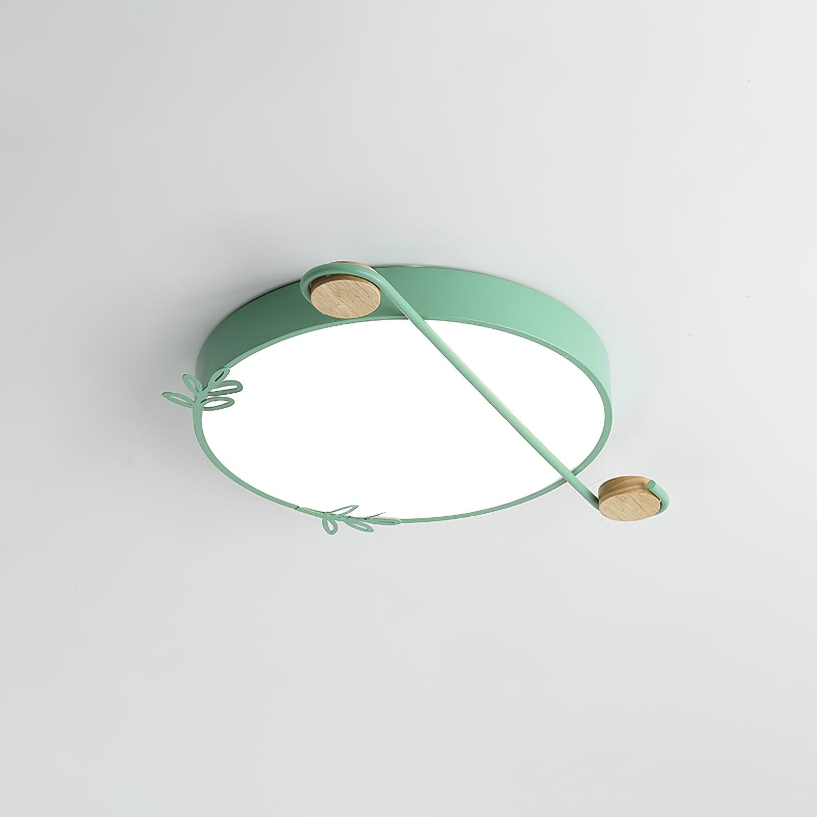 Creative Musical Note Design Round Ceiling Lamp with Wood and Metal Accents