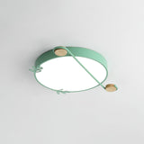 Creative Musical Note Design Round Ceiling Lamp with Wood and Metal Accents