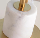 Modern Myrano Gold Art Deco Table Lamp with White Fabric Shade and Marble Base
