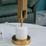 Modern Myrano Gold Art Deco Table Lamp with White Fabric Shade and Marble Base