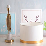 Modern Myrano Gold Art Deco Table Lamp with White Fabric Shade and Marble Base