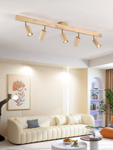 Modern Adjustable Natural Wood Beam Ceiling Spotlight LED Track Lighting