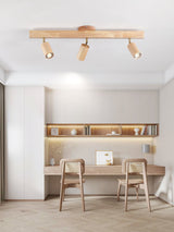 Modern Adjustable Natural Wood Beam Ceiling Spotlight LED Track Lighting