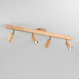 Modern Adjustable Natural Wood Beam Ceiling Spotlight LED Track Lighting