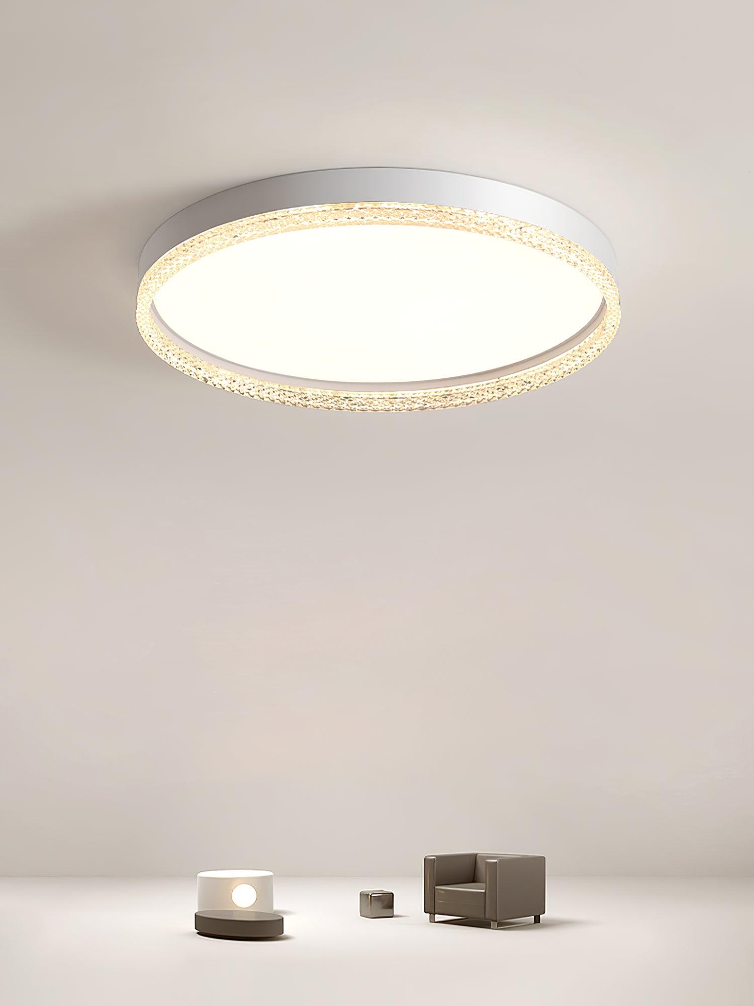 Modern Naxos Round LED Flush Mount Ceiling Light with Acrylic Edge for Low Ceilings