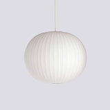 Modern Bubble Mulberry Silk Pendant Light Geometric Mid Century Minimalist Hanging Lamp for Living Room
