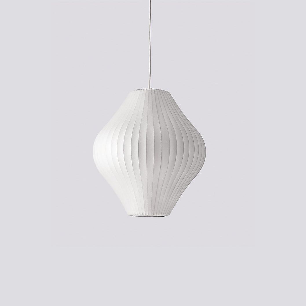 Modern Bubble Mulberry Silk Pendant Light Geometric Mid Century Minimalist Hanging Lamp for Living Room