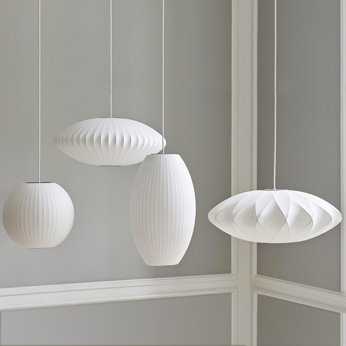Modern Bubble Mulberry Silk Pendant Light Geometric Mid Century Minimalist Hanging Lamp for Living Room