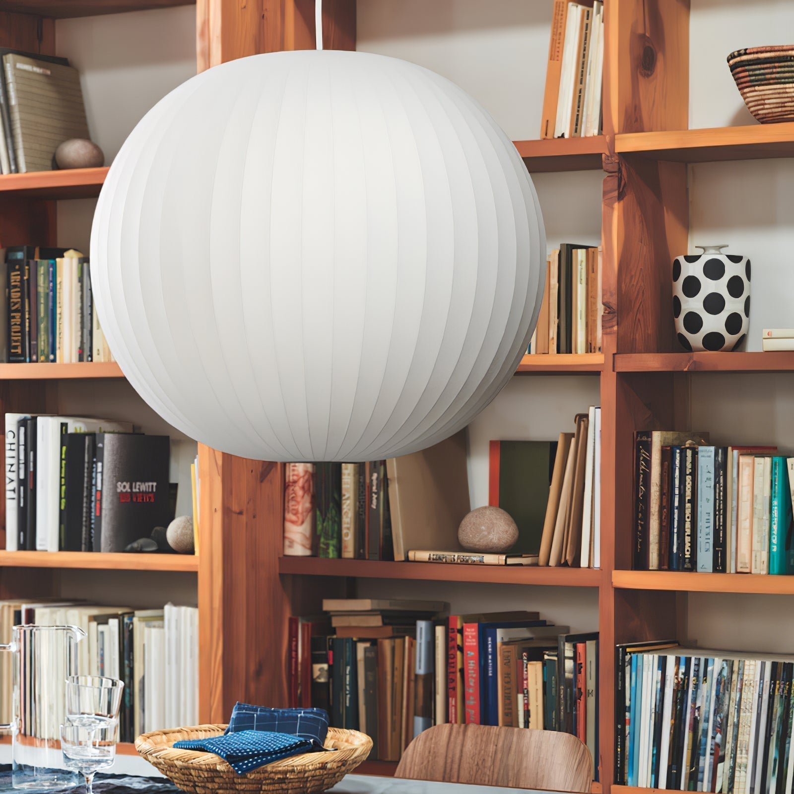 Modern Bubble Mulberry Silk Pendant Light Geometric Mid Century Minimalist Hanging Lamp for Living Room