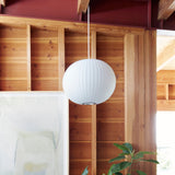 Modern Bubble Mulberry Silk Pendant Light Geometric Mid Century Minimalist Hanging Lamp for Living Room