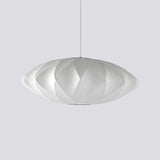 Modern Bubble Mulberry Silk Pendant Light Geometric Mid Century Minimalist Hanging Lamp for Living Room