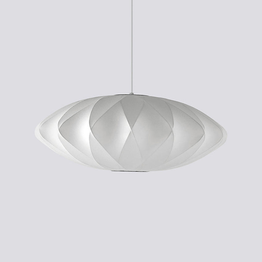 Modern Bubble Mulberry Silk Pendant Light Geometric Mid Century Minimalist Hanging Lamp for Living Room