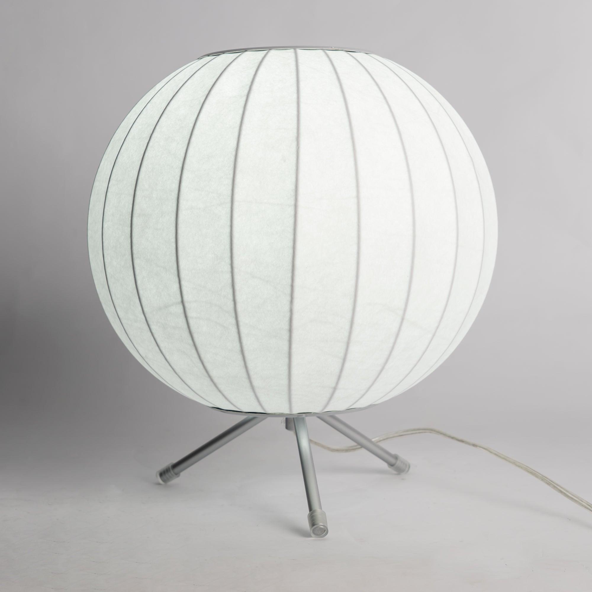 Modern Tripod Accent Table Lamp with White Polymer Bubble Shade for Elegant Interior Lighting