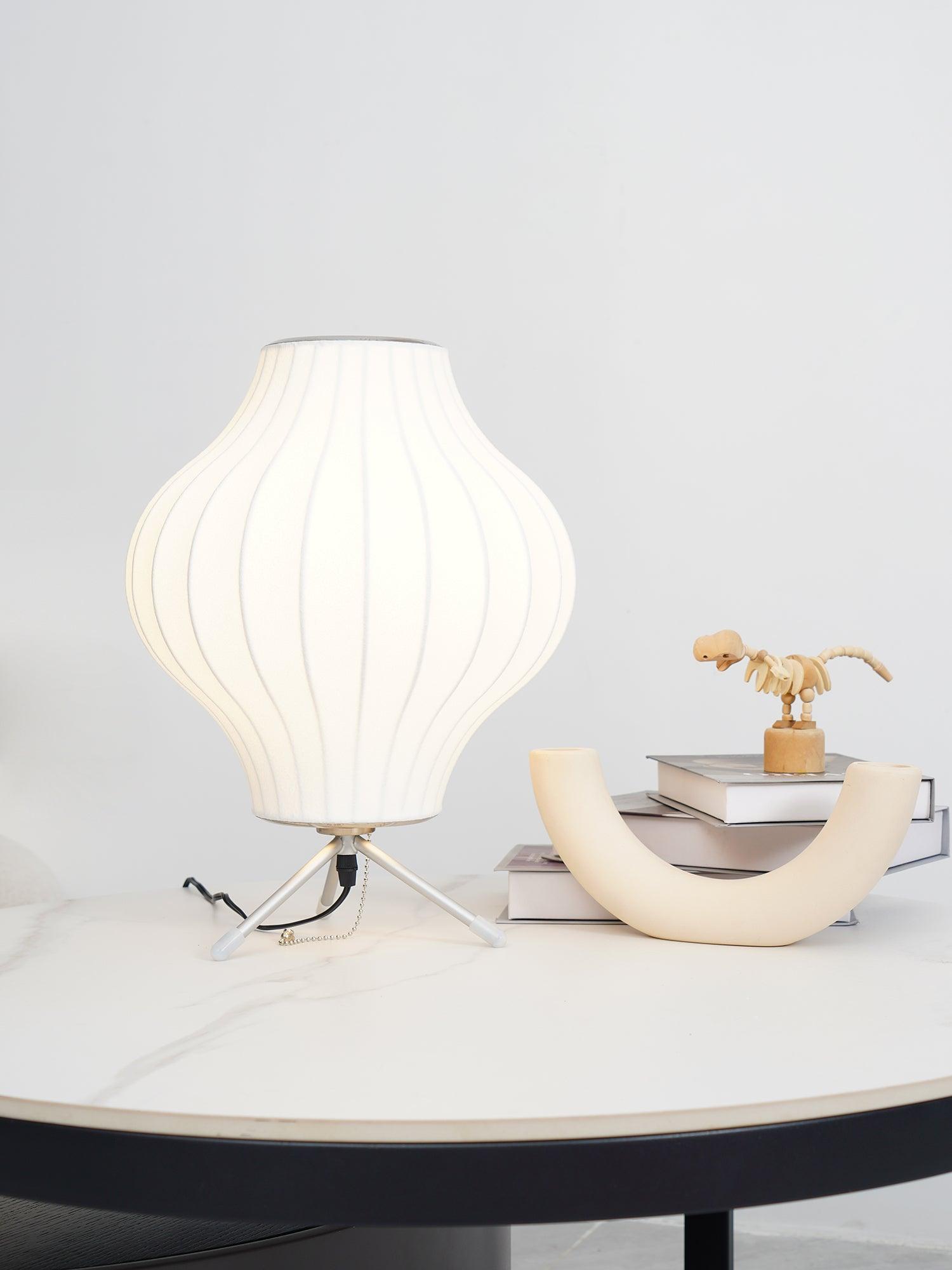 Modern Tripod Accent Table Lamp with White Polymer Bubble Shade for Elegant Interior Lighting