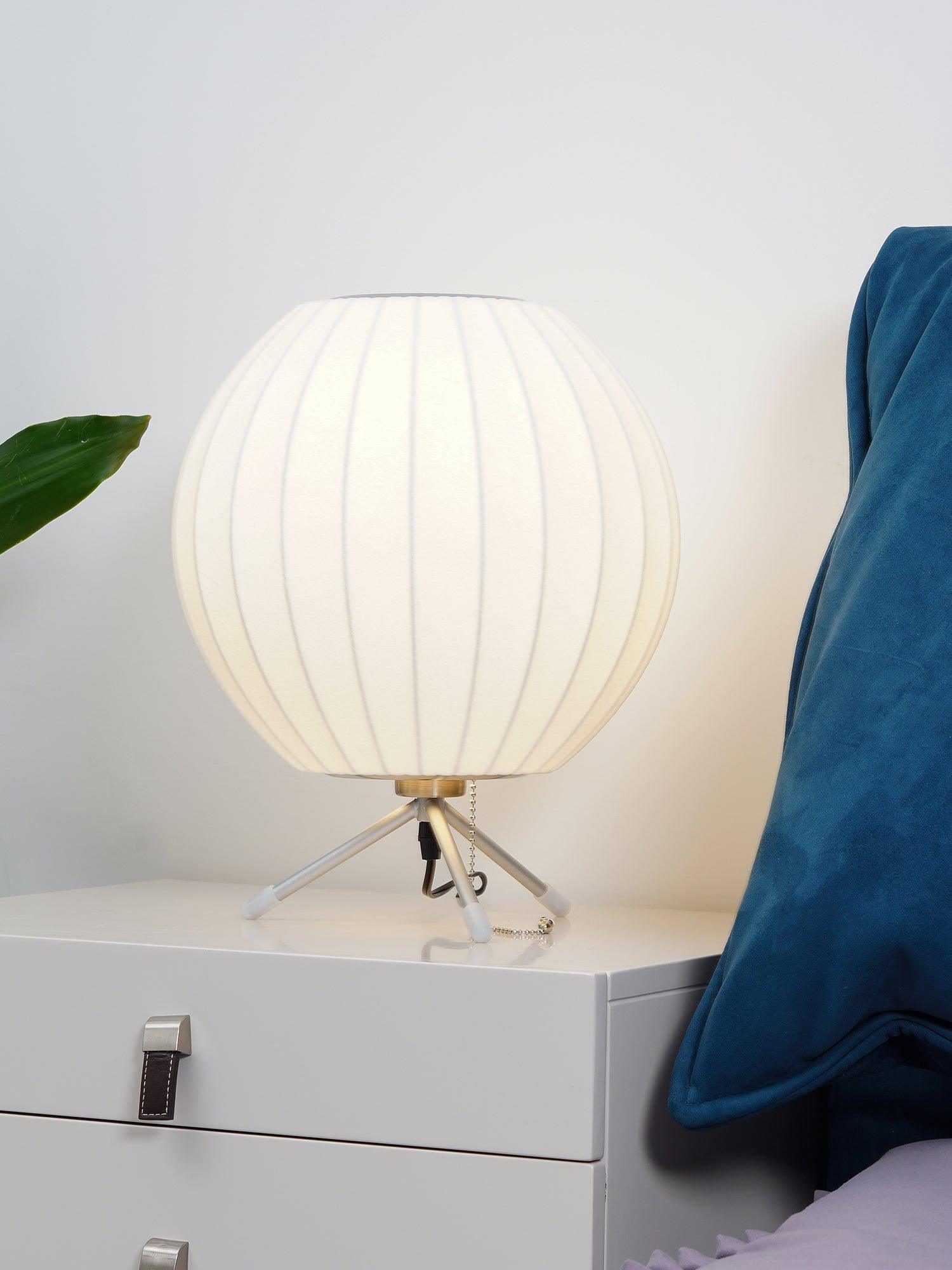 Modern Tripod Accent Table Lamp with White Polymer Bubble Shade for Elegant Interior Lighting