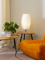 Modern Tripod Accent Table Lamp with White Polymer Bubble Shade for Elegant Interior Lighting