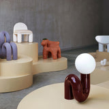 Modern Resin N Shape Table Lamp with Glass Globe for Creative Bedside and Office Lighting