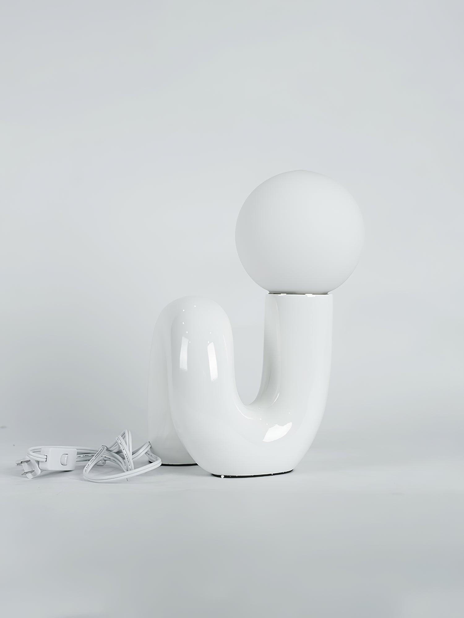 Modern Resin N Shape Table Lamp with Glass Globe for Creative Bedside and Office Lighting