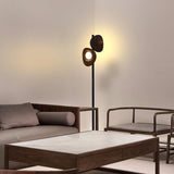 Modern Nest Wooden Floor Lamp Standing Light with Integrated LED and Organic Shades