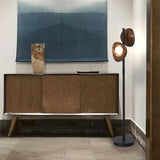 Modern Nest Wooden Floor Lamp Standing Light with Integrated LED and Organic Shades
