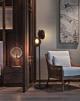 Modern Nest Wooden Floor Lamp Standing Light with Integrated LED and Organic Shades