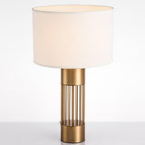 Modern Nettle Gold Metal Table Lamp with White Fabric Drum Shade for Living Room and Bedroom