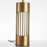 Modern Nettle Gold Metal Table Lamp with White Fabric Drum Shade for Living Room and Bedroom