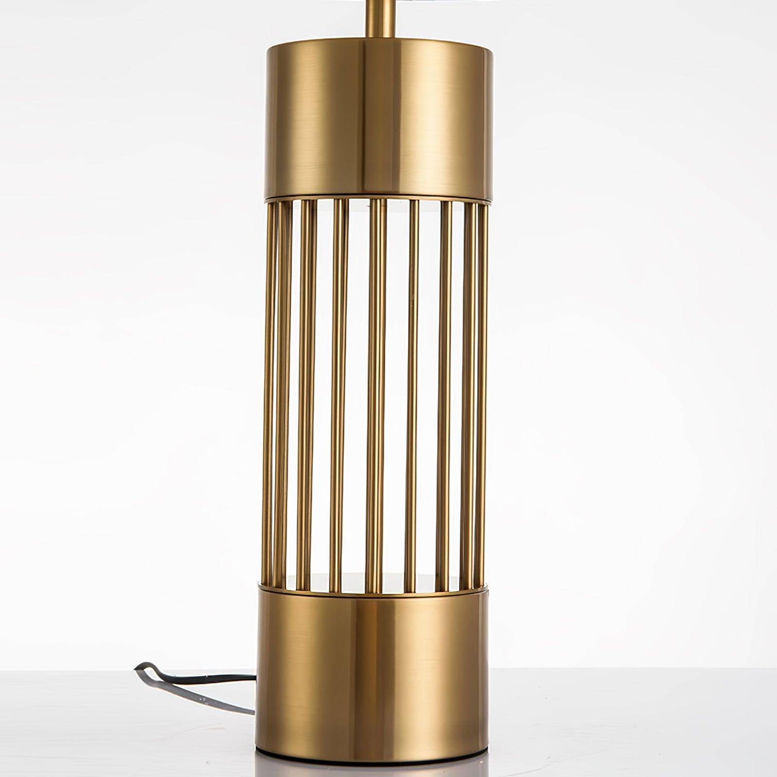 Modern Nettle Gold Metal Table Lamp with White Fabric Drum Shade for Living Room and Bedroom
