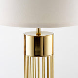 Modern Nettle Gold Metal Table Lamp with White Fabric Drum Shade for Living Room and Bedroom