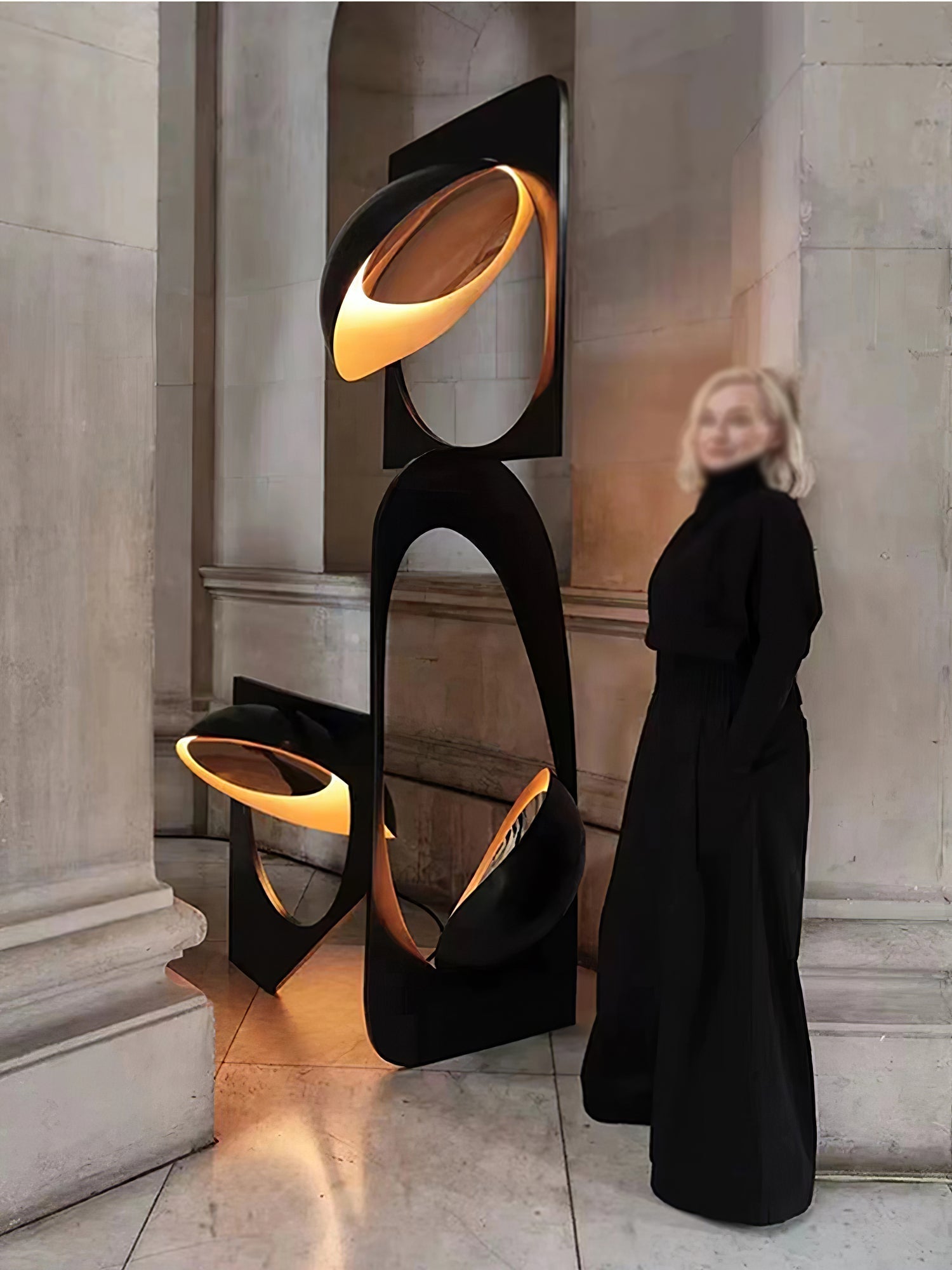 Modern Abstract Geometric LED Sculpture Floor Lamp Artistic Standing Light for Living Room