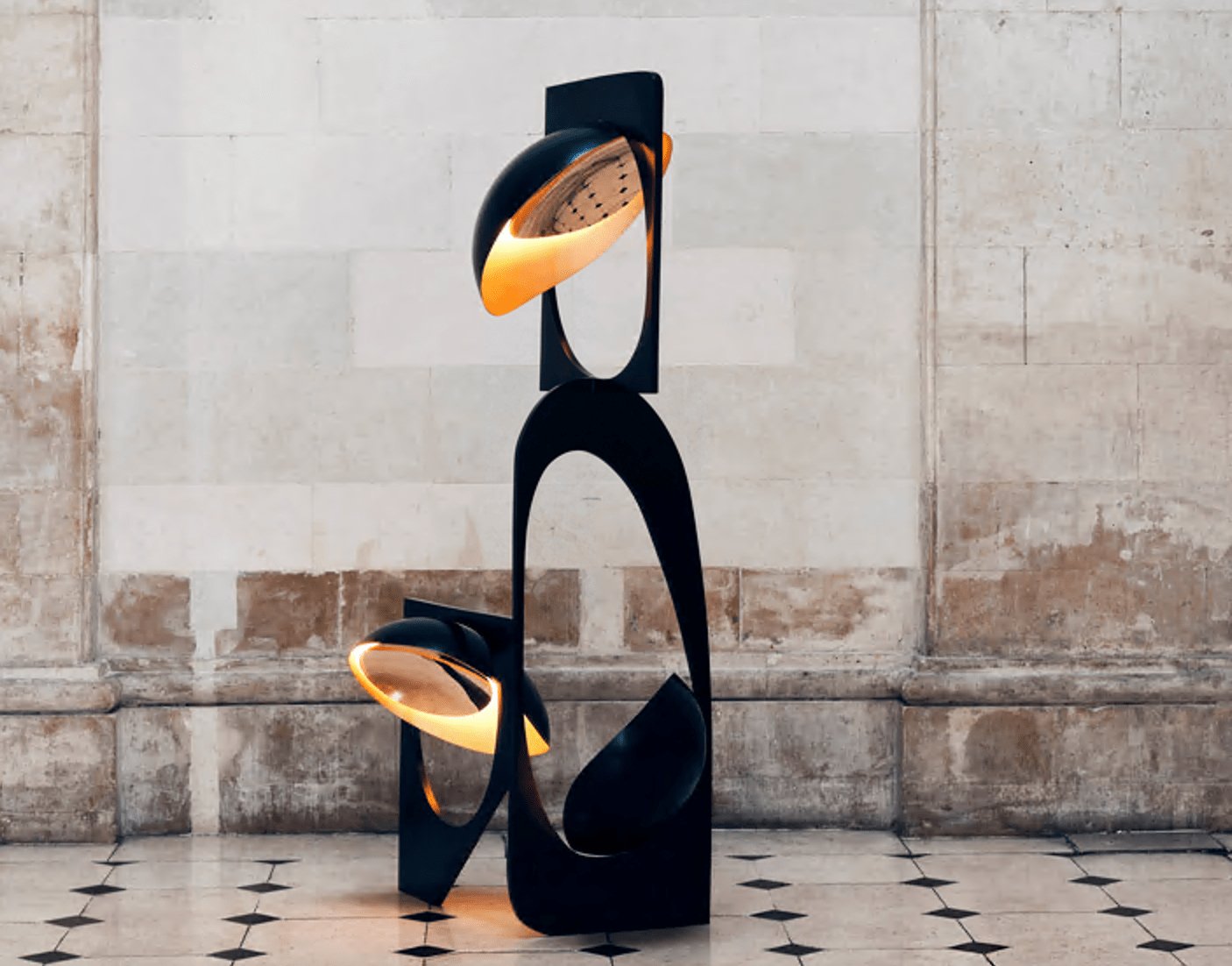 Modern Abstract Geometric LED Sculpture Floor Lamp Artistic Standing Light for Living Room