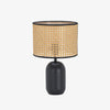 Modern Bamboo Table Lamp with Black Geometric Trim for Bedroom and Office Lighting