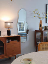 Modern Bamboo Table Lamp with Black Geometric Trim for Bedroom and Office Lighting